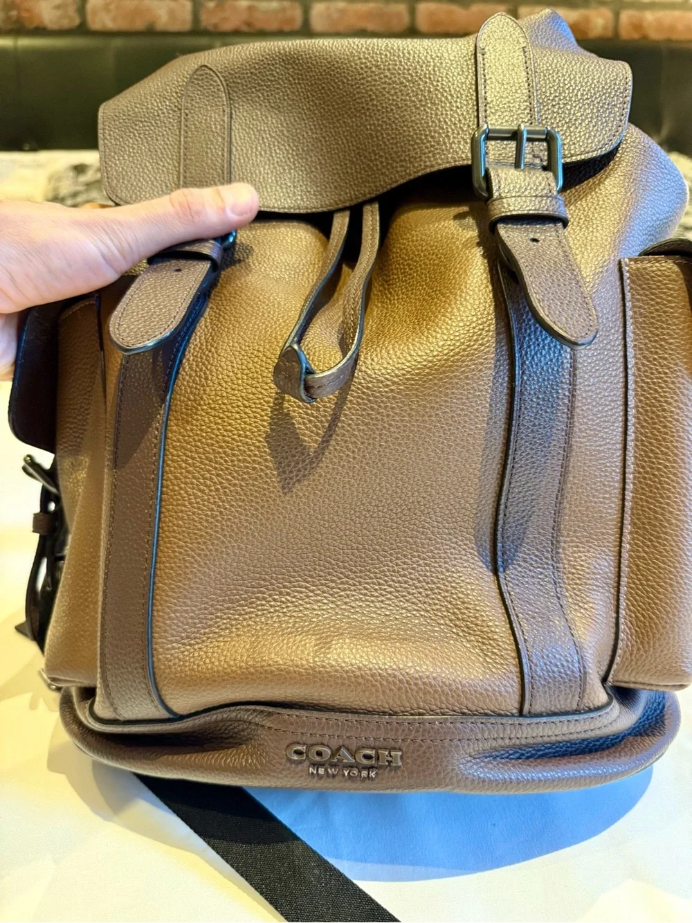 Coach Men's Two-Tone Brown Leather Backpack